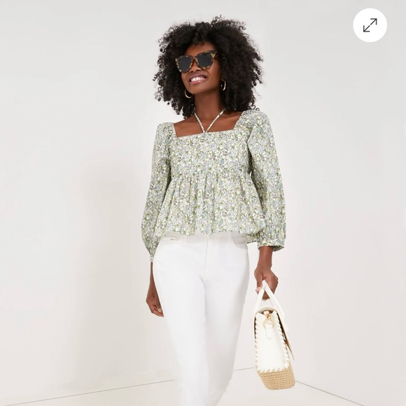 Tuckernuck Ditsy Floral Tara Tie-Neck Blouse - XXL - New With Tags - Picture 3 of 8